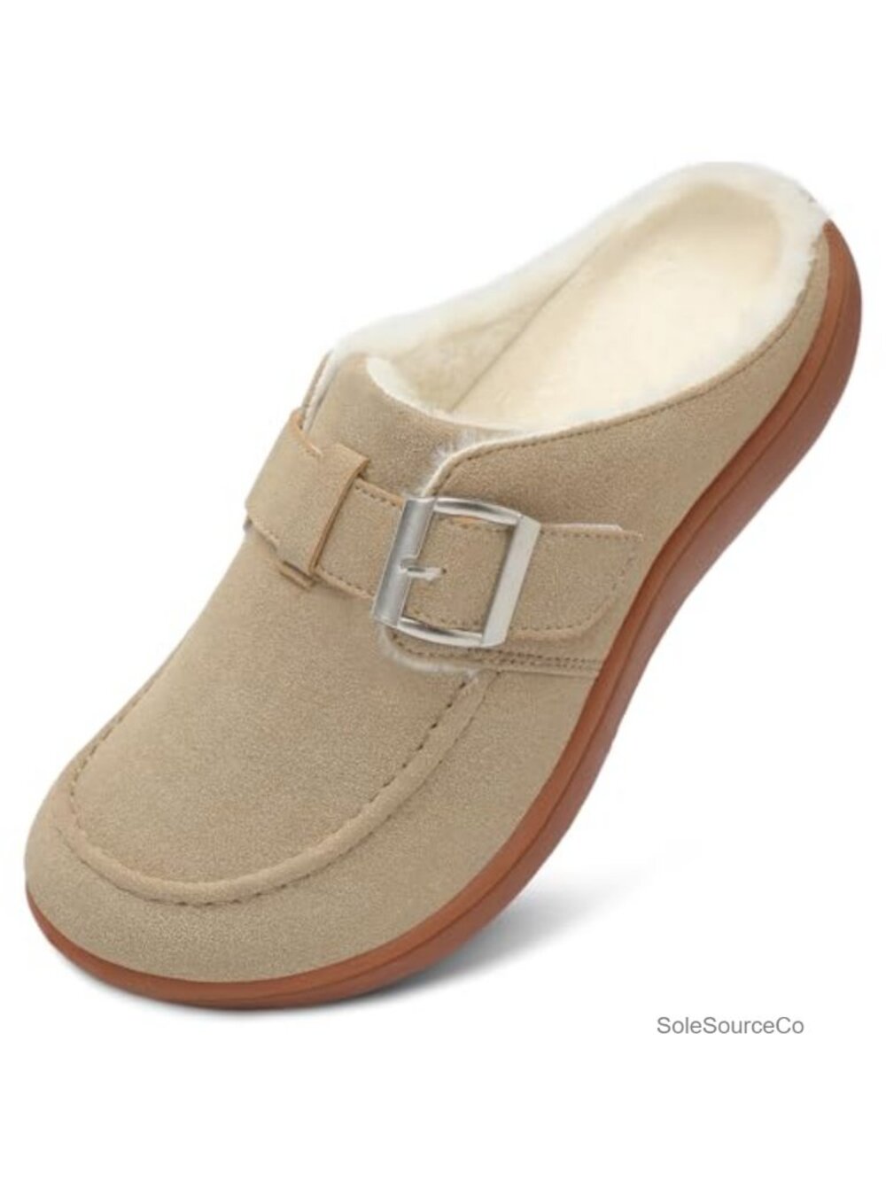 Wide Adjustable Fuzzy Slippers with Non-Slip Rubber Sole Memory Foam